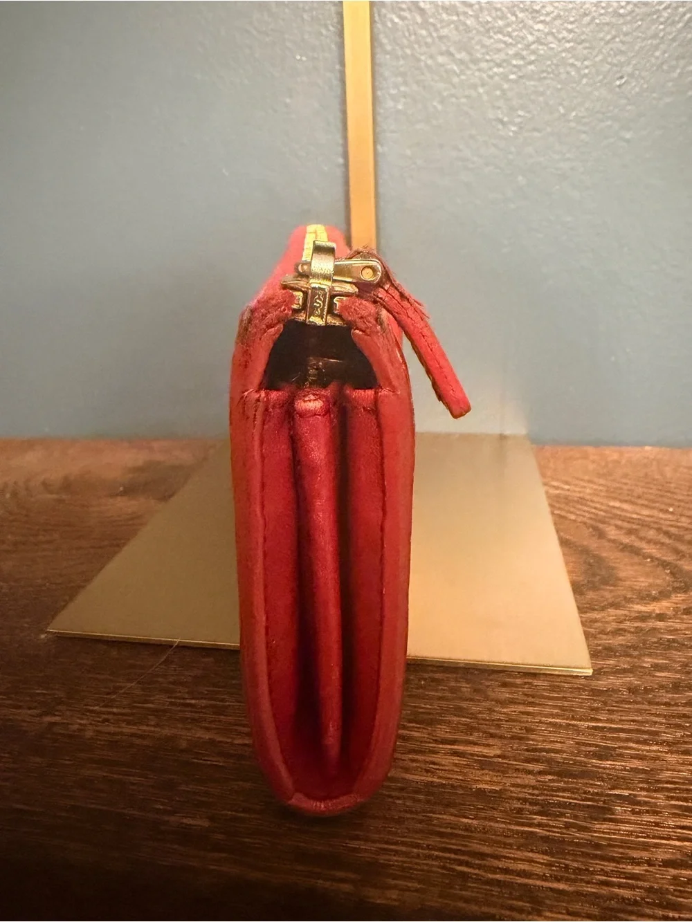 Miu Miu Red Patent Bow Zip Wallet